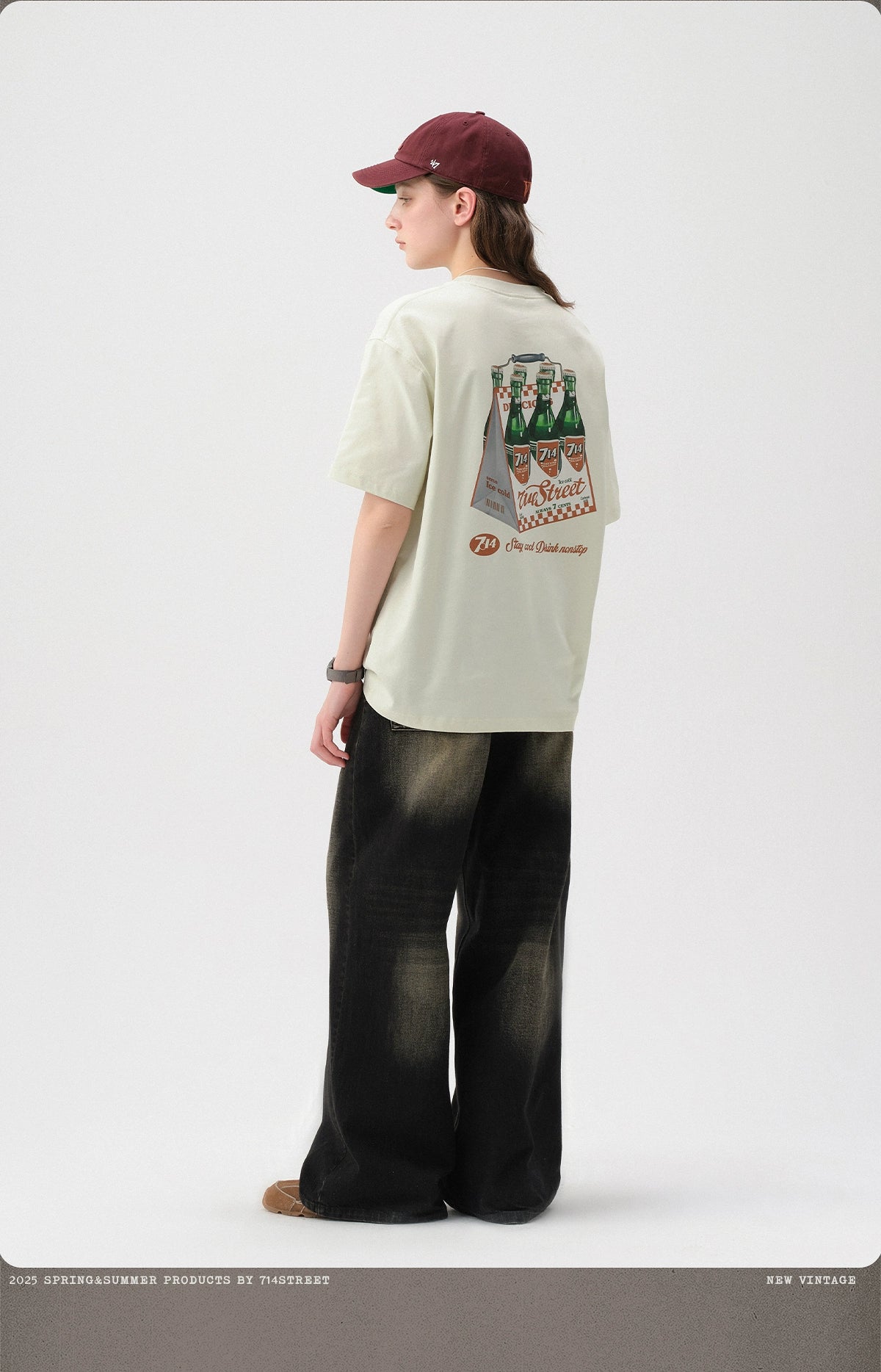 プリントコットン半袖Tシャツ S050118