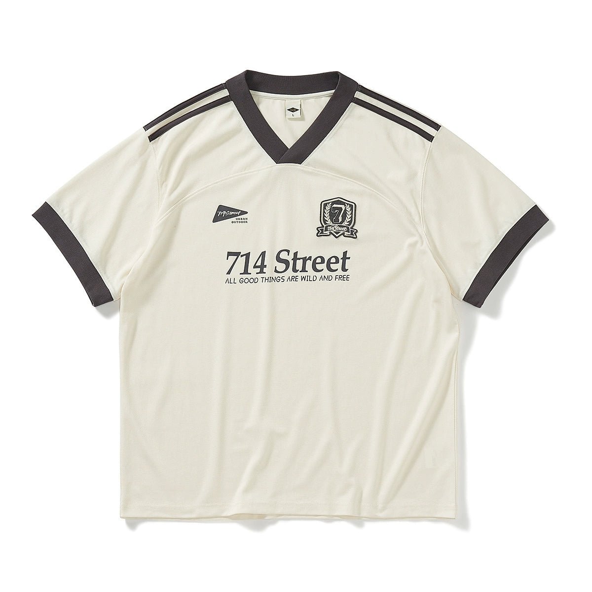 Stussy Vネック メッシュジャージ 半袖Tシャツ ブラック M 男女