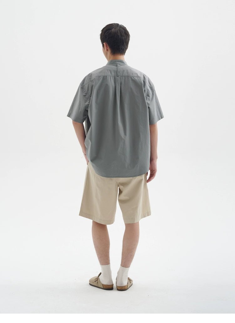 大ポケット スタンドカラー 半袖シャツ B08059