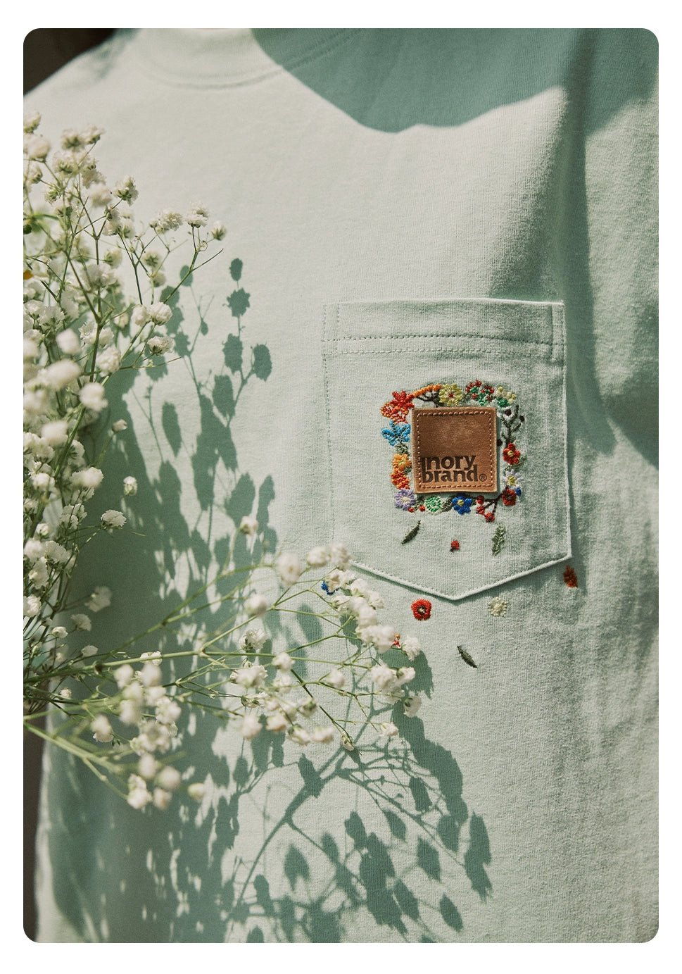 刺繍スモールポケットデザインTシャツ N051416