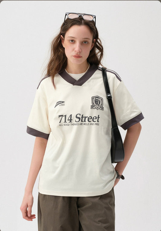 メッシュプリントジャージーVネック半袖Tシャツ S050117