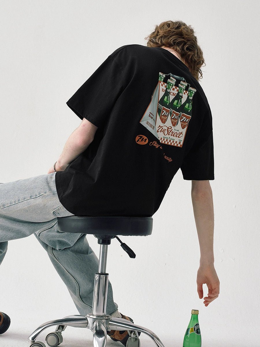 プリントコットン半袖Tシャツ S050118