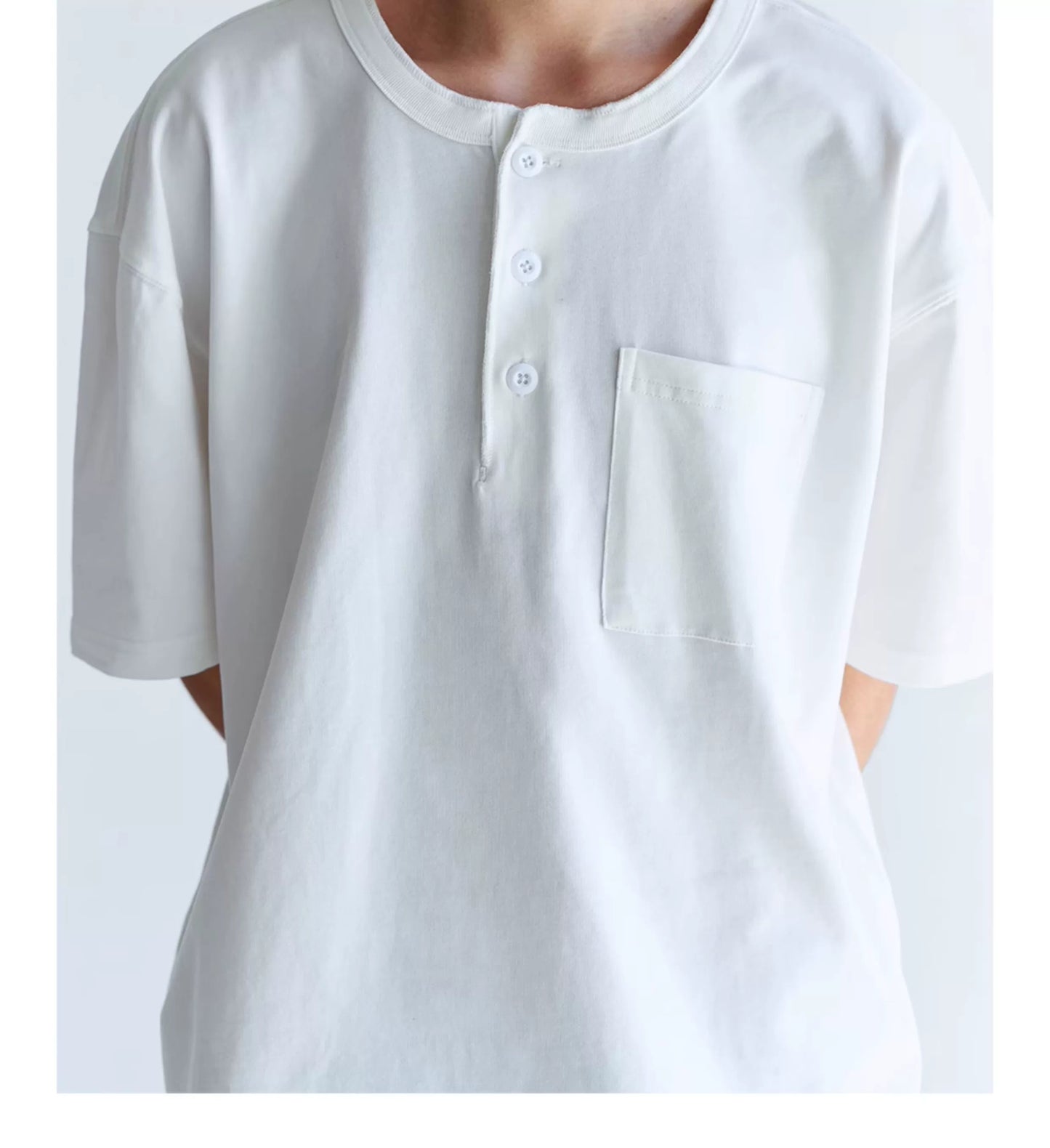 速乾性7a抗菌ポケット無地ヘンリーカラーTシャツ B053110