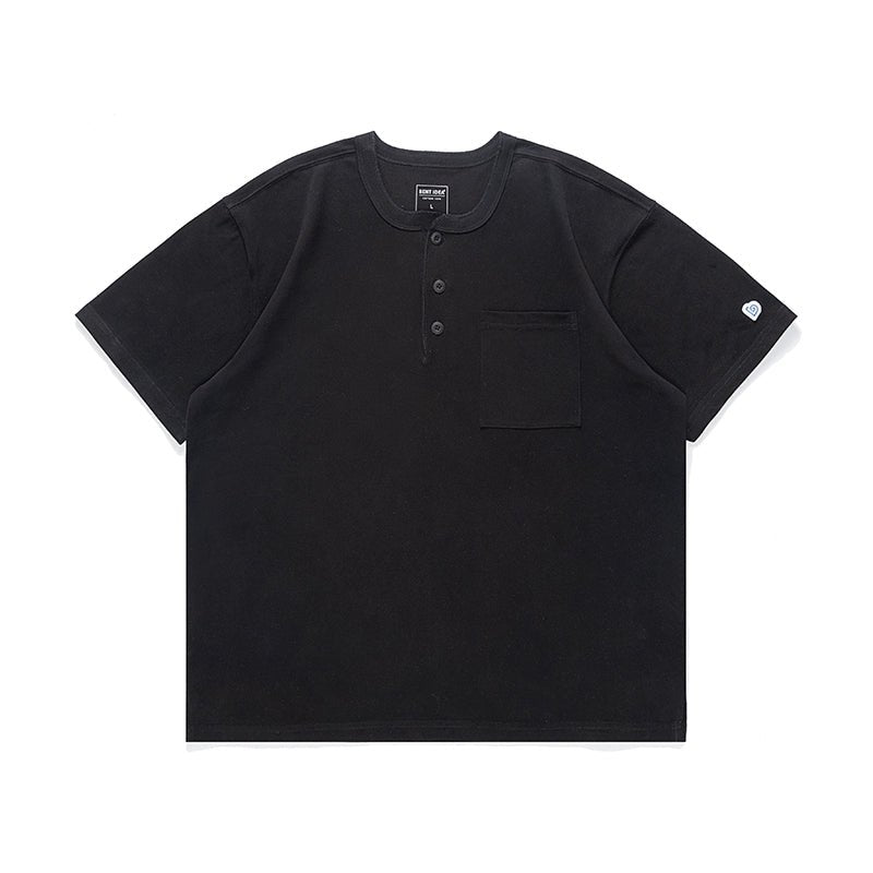 速乾性7a抗菌ポケット無地ヘンリーカラーTシャツ B053110