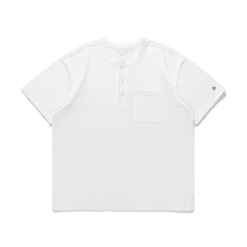 速乾性7a抗菌ポケット無地ヘンリーカラーTシャツ B053110