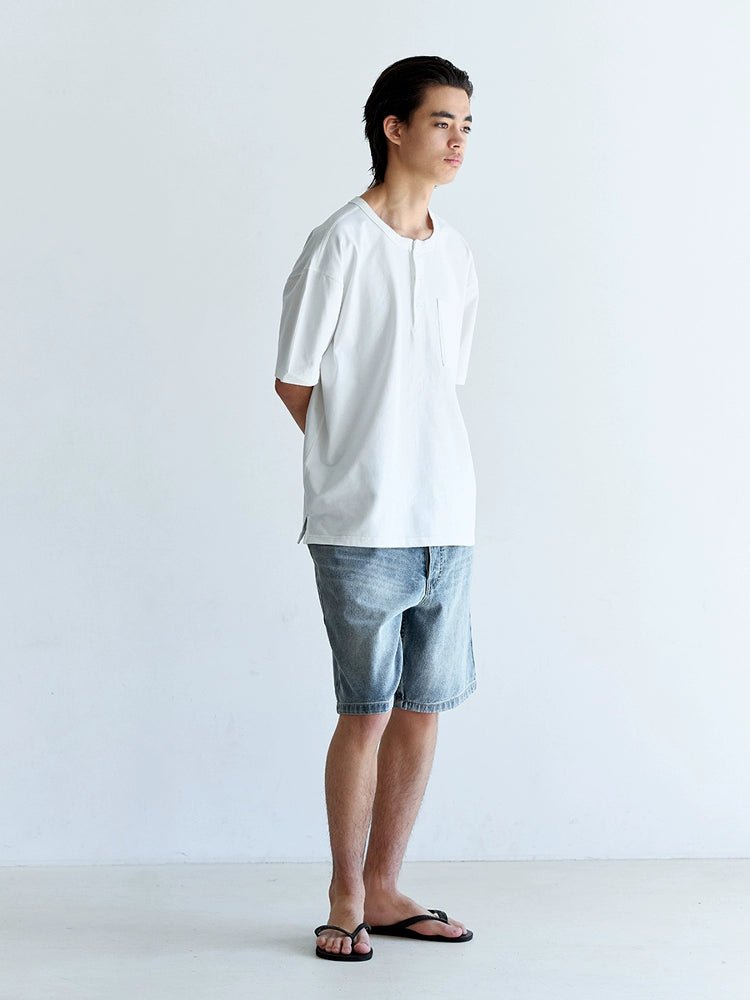 速乾性7a抗菌ポケット無地ヘンリーカラーTシャツ B053110