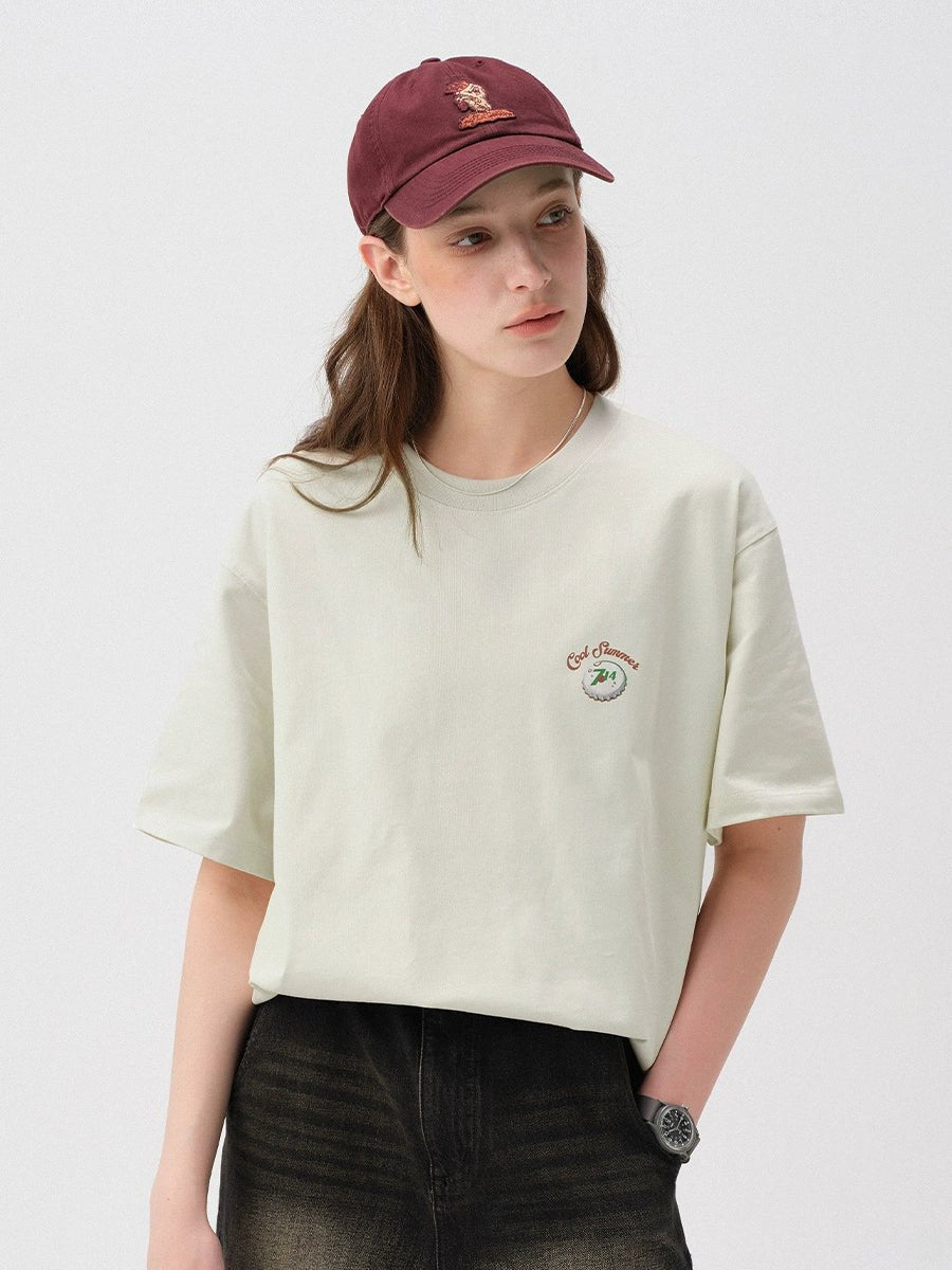 プリントコットン半袖Tシャツ S050118