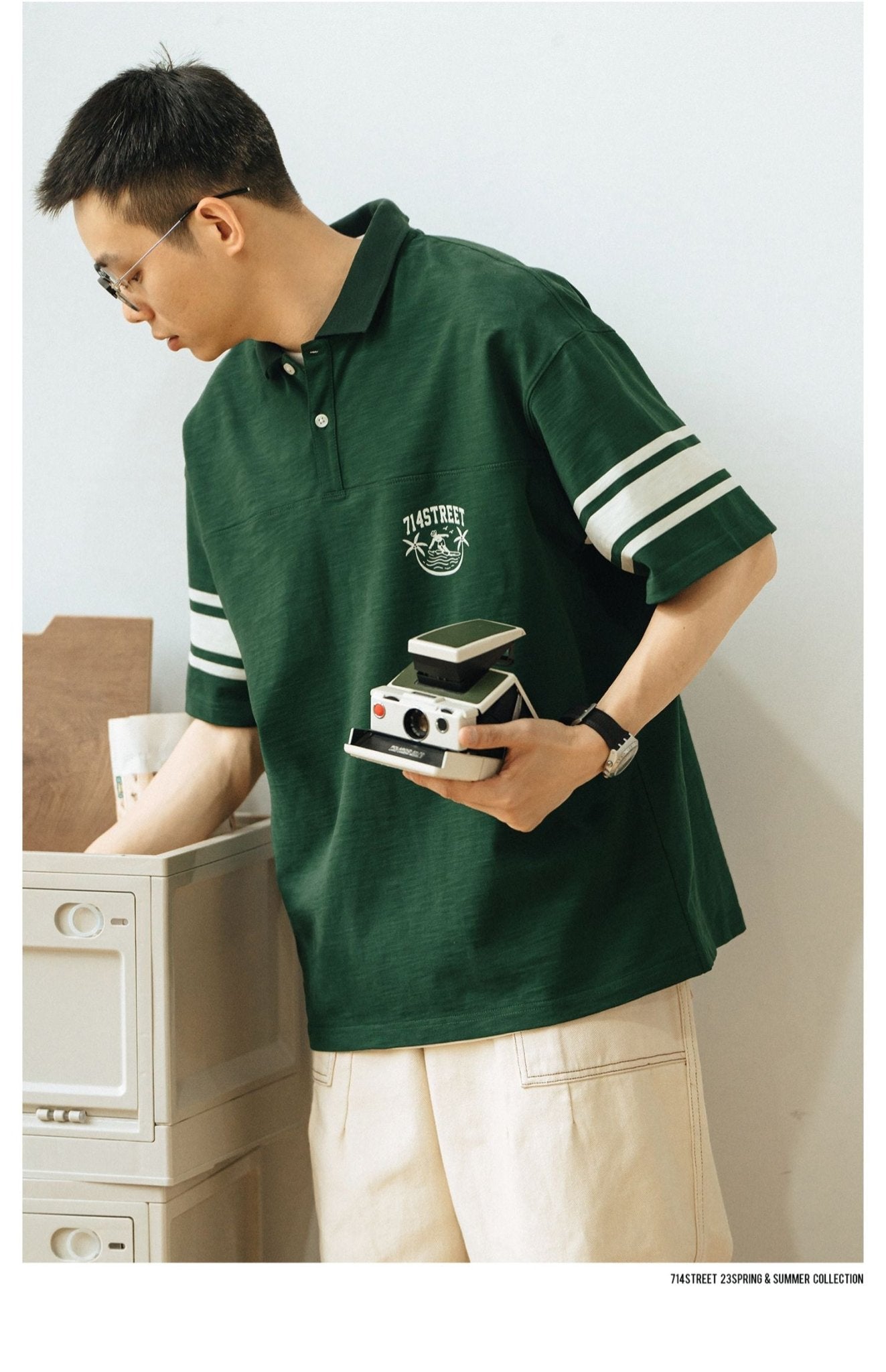 LOOSE-FITTING, HALF-SLEEVED, SHORT-SLEEVED POLO SHIRT" S77795